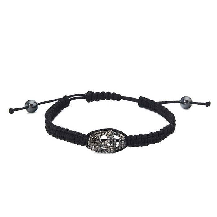 Diamante Black Gun metal finish skull bracelet